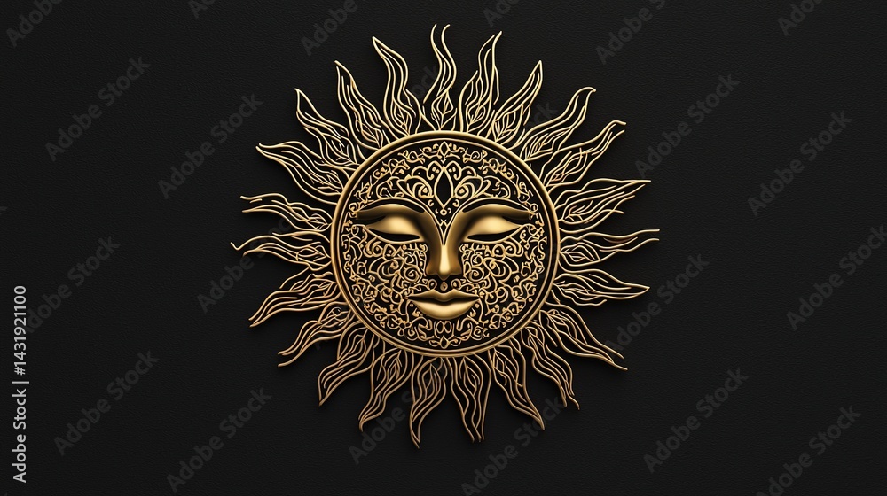 Fototapeta premium Mandalainspired sun design digital art radiant beauty fine line artwork creative perspective gigapixel quality