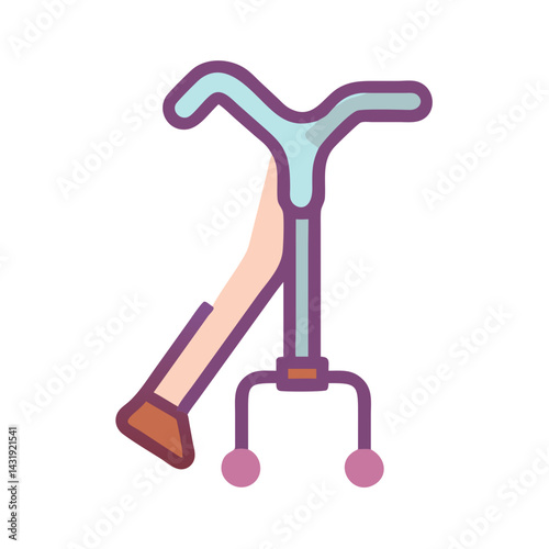 Quad Cane for mobility support, vector illustration