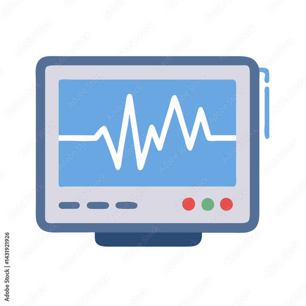 Patient Monitor with Heart Rate Pulse Signal Illustration Patient Monitor with Heart Rate Pulse Signal Illustration