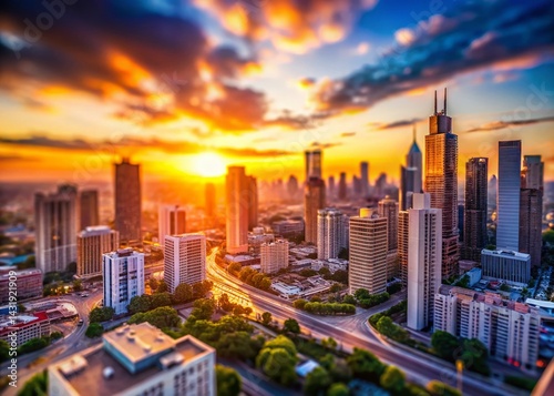 Wallpaper Mural Tilt-Shift Miniature Cityscape:  Financial Growth & Investment Success Torontodigital.ca