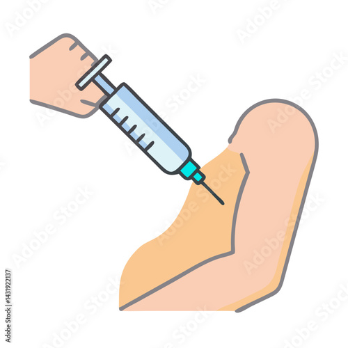 Arm Injection Icon: Vaccination, Healthcare, Medical, Immunization Concept