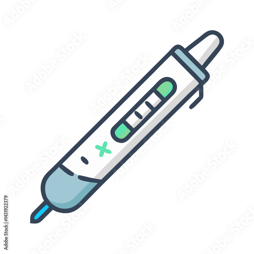Positive Pregnancy Test Icon, Cartoon Style Illustration