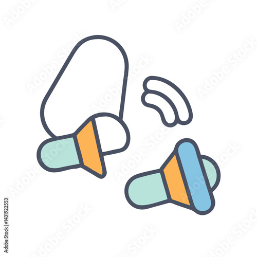 Pair of earplugs preventing hearing damage, icon style