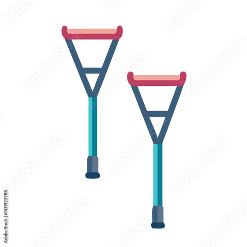 Two crutches for walking support and injury recovery