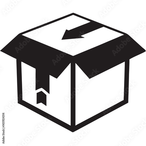 A package arriving, anticipation and excitement fill the air as the box opens, revealing its hidden contents in a bold black and white illustration.