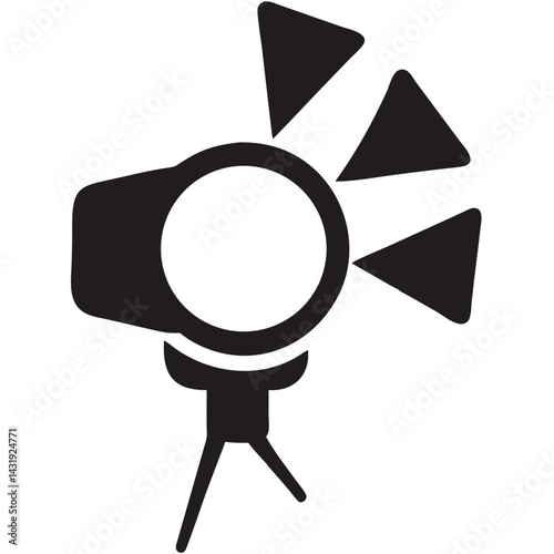 A spotlight shines brightly, illuminating the stage, ready to unveil a captivating performance, a powerful symbol of creative expression in a bold black and white design.