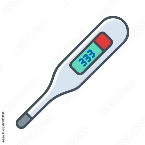 Digital Thermometer Illustration Showing High Temperature Readings