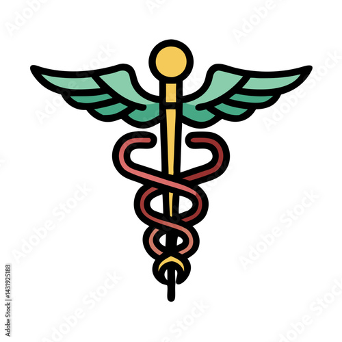 Caduceus symbol on black background for medical industry