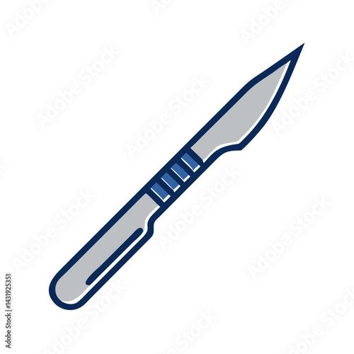 Isolated Blue Scalpel Illustration with Black Background