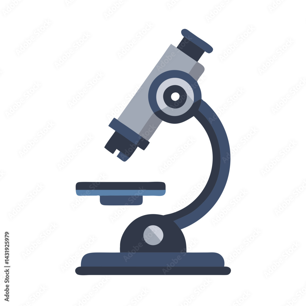 Stylized Microscope Illustration on Black Background - Science Theme Stylized Microscope Illustration on Black Background - Science Theme