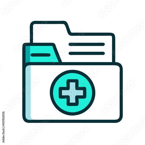 Medical record folder icon with a plus symbol