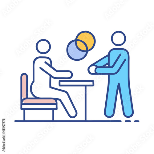 Colorful Negotiation Meeting Icon on Black Background