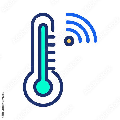 Smart Thermometer Icon: Temperature Monitoring, Technology, and Connection