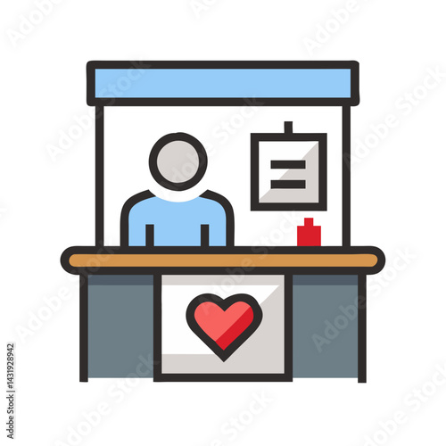 Donation Booth Illustration: Charity, Fundraiser, and Volunteer Concept
