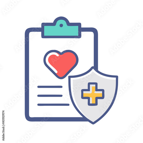 Health insurance report with shield icon for protection