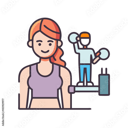 Women and men workout vector illustration fitness exercise