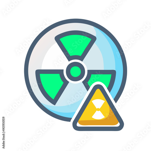 Radioactive Warning Icon Illustration on Black Background