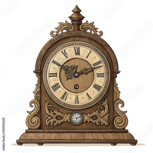 antique clock isolated on white