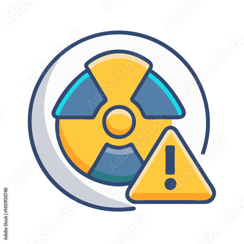 Radiation Warning Icon with Exclamation Mark on Black