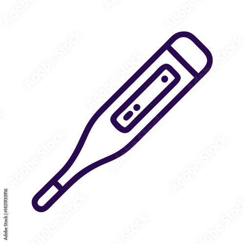 Digital Thermometer Icon on Black Background