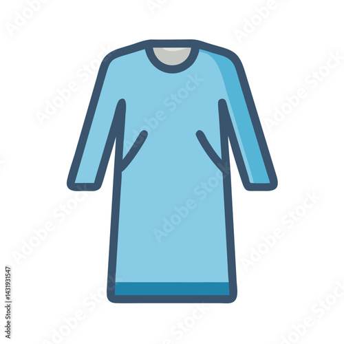 Simple blue hospital gown or medical scrub icon