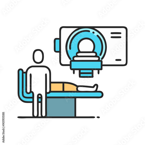 Illustration of a person getting a CT scan