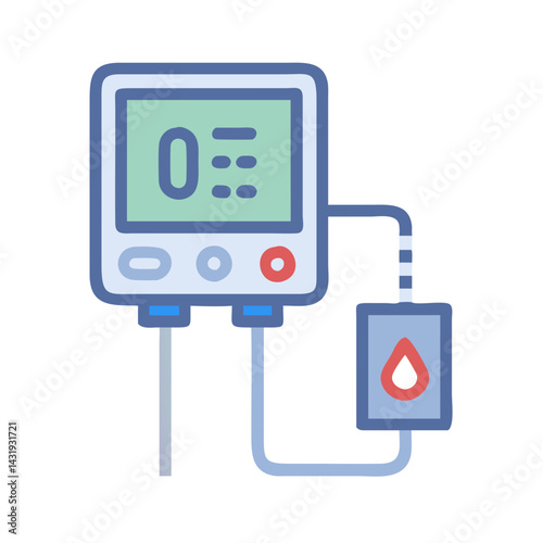 Glucose meter device with blood drop display icon