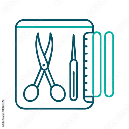 Minimalist beauty tools icon illustration on a black background