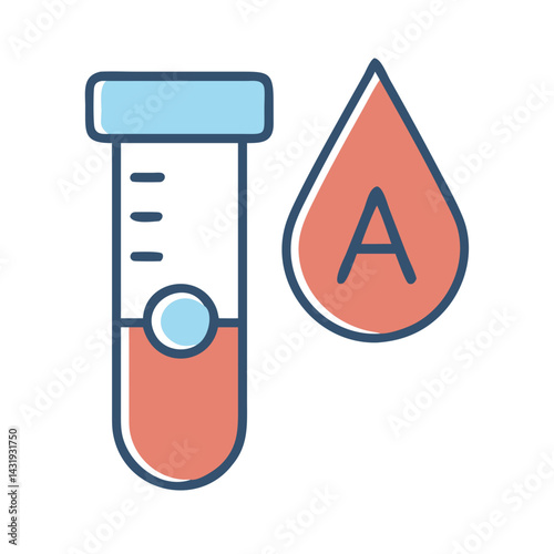 Blood Type A illustration with tube and blood drop