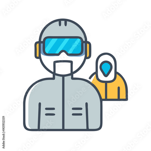 Hazmat Safety Team Icon on a Black Background