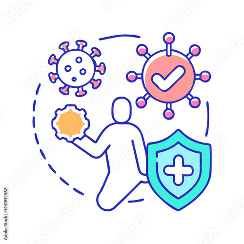 Immunity and Protection Against Coronavirus Illustration on Black Background