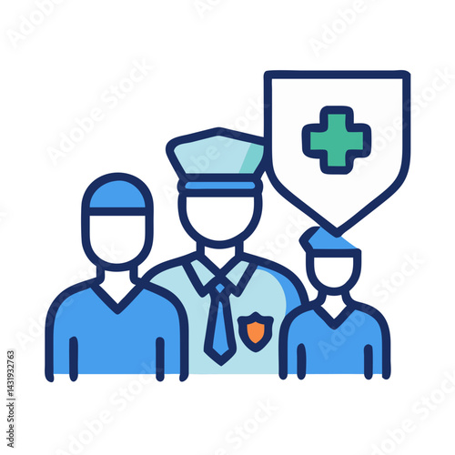 Essential Service Workers Illustration: Healthcare, Security, and Delivery