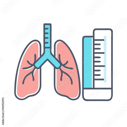 Lung Capacity Measurement: Medical Illustration of Respiratory System