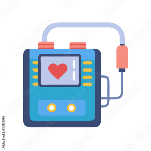 Cartoon Ultrasound Machine for Heart Health on Black