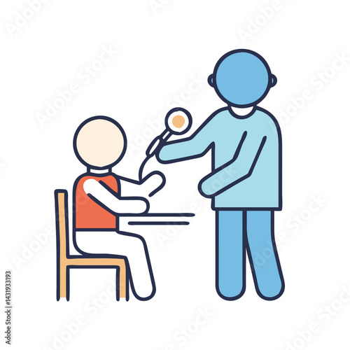 Interview Illustration: Interviewer Holding Microphone, Talking with Interviewee