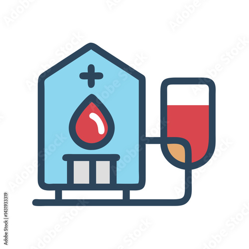 Blood Donation Center Icon, Medical Care, Help, Charity