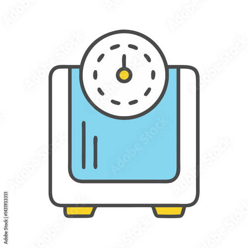 Analog Weight Scale Icon Illustration for Health Wellness