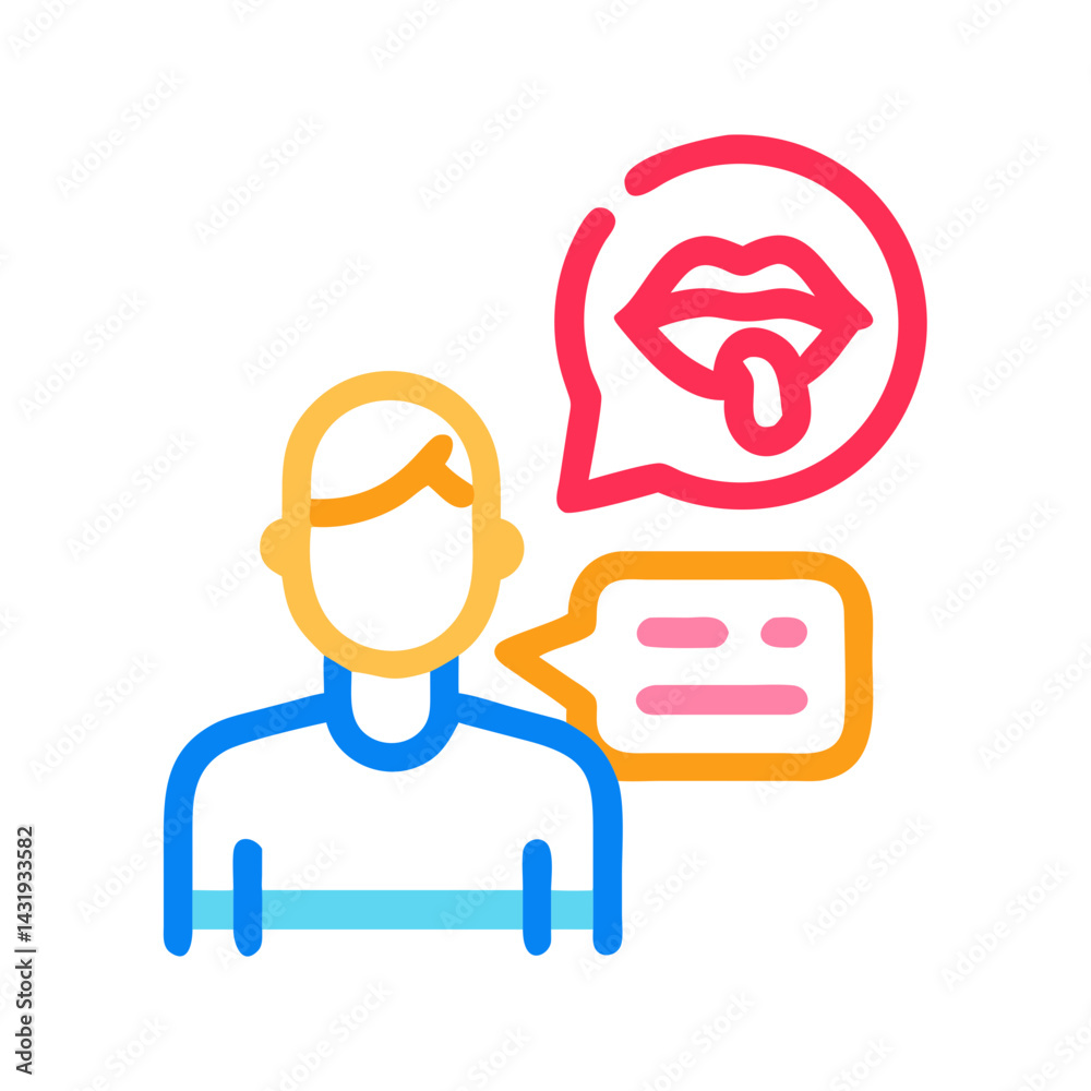 Fototapeta premium Thirst communication. Man thinking about food, lips, speech