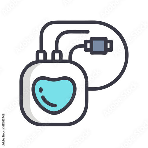 Heart-Shaped Dialysis Bag with Tubing Illustration on Black