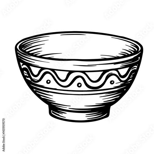 Decorative pottery bowl with unique patterns and design  