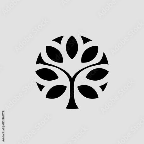 A stylized tree of life logo, symbolizing growth, strength, and interconnectedness in a circular, minimalist black and white design.