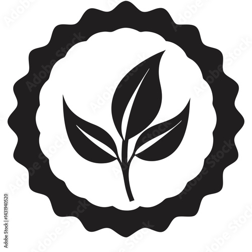 A symbol of growth and nature's bounty, nestled in a circular frame with a textured edge, representing purity and eco-friendliness.