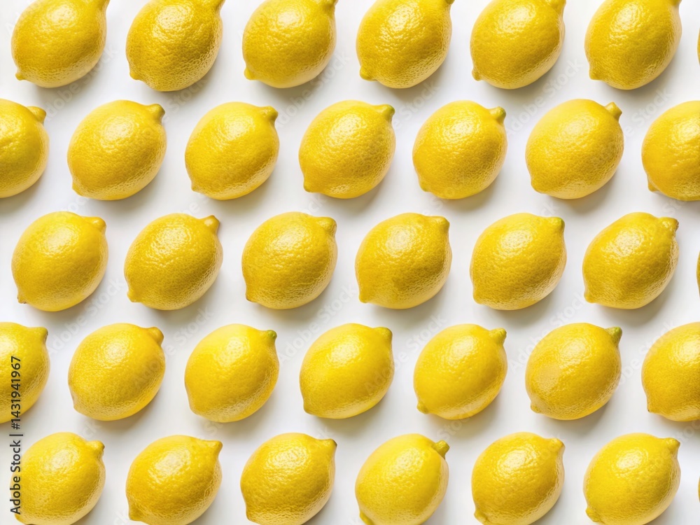 Vibrant Lemon Pattern: White Background Repeat for Print & Digital Designs Vibrant Lemon Pattern: White Background Repeat for Print & Digital Designs