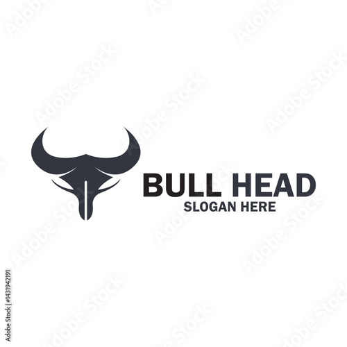 Long Horn Bull Buffalo Cow Cattle Head Toro Taurus logo design inspiration