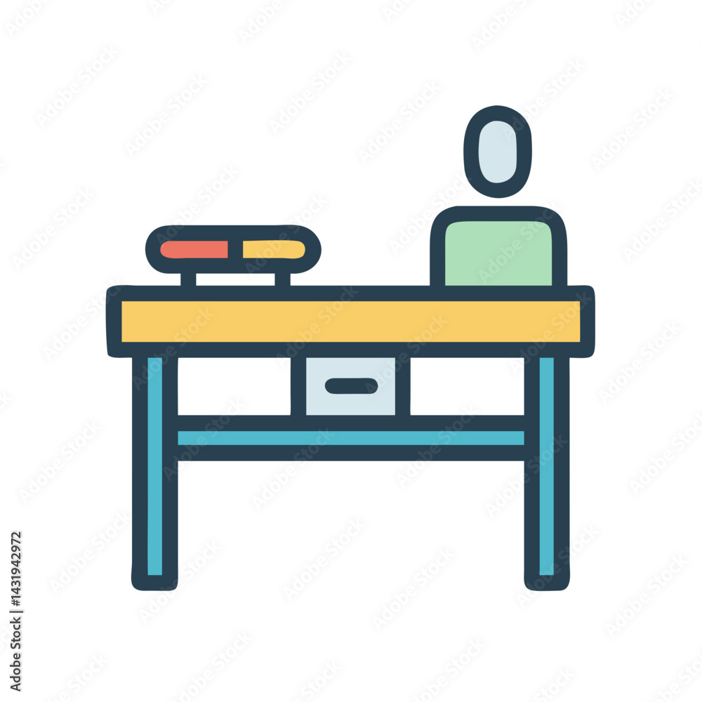 Reception desk icon illustration in modern flat style Reception desk icon illustration in modern flat style