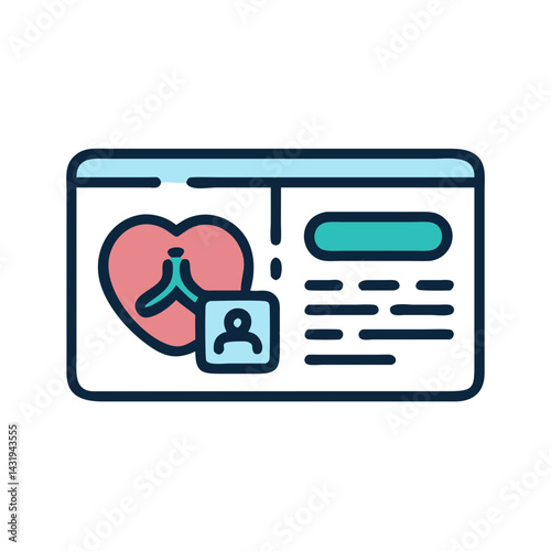 Medical Dashboard Icon: Heart, Profile, Health Information Display