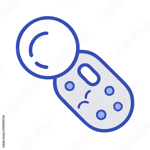 Funny Sad Face with Eyes Magnifying Glass Concept