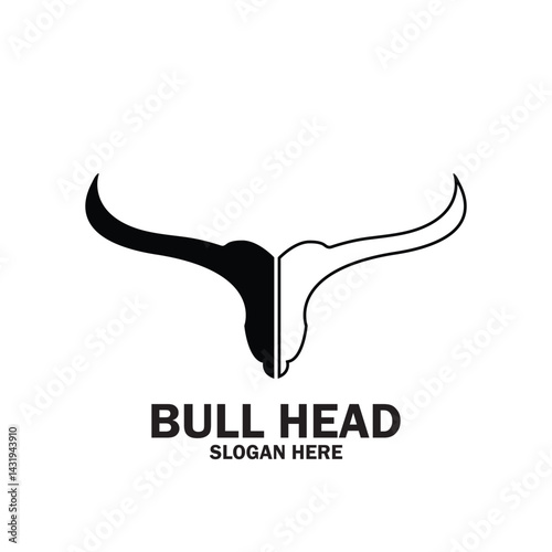 Long Horn Bull Buffalo Cow Cattle Head Toro Taurus logo design inspiration