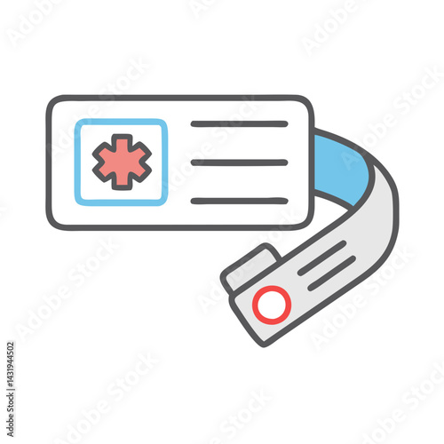 Medical ID bracelet vector icon on black background
