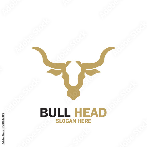Long Horn Bull Buffalo Cow Cattle Head Toro Taurus logo design inspiration